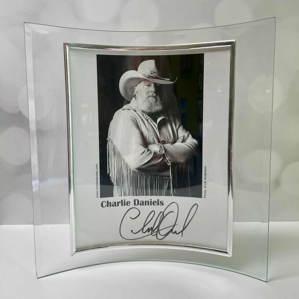 Framed Signed Autographed Photo of Charlie Daniels